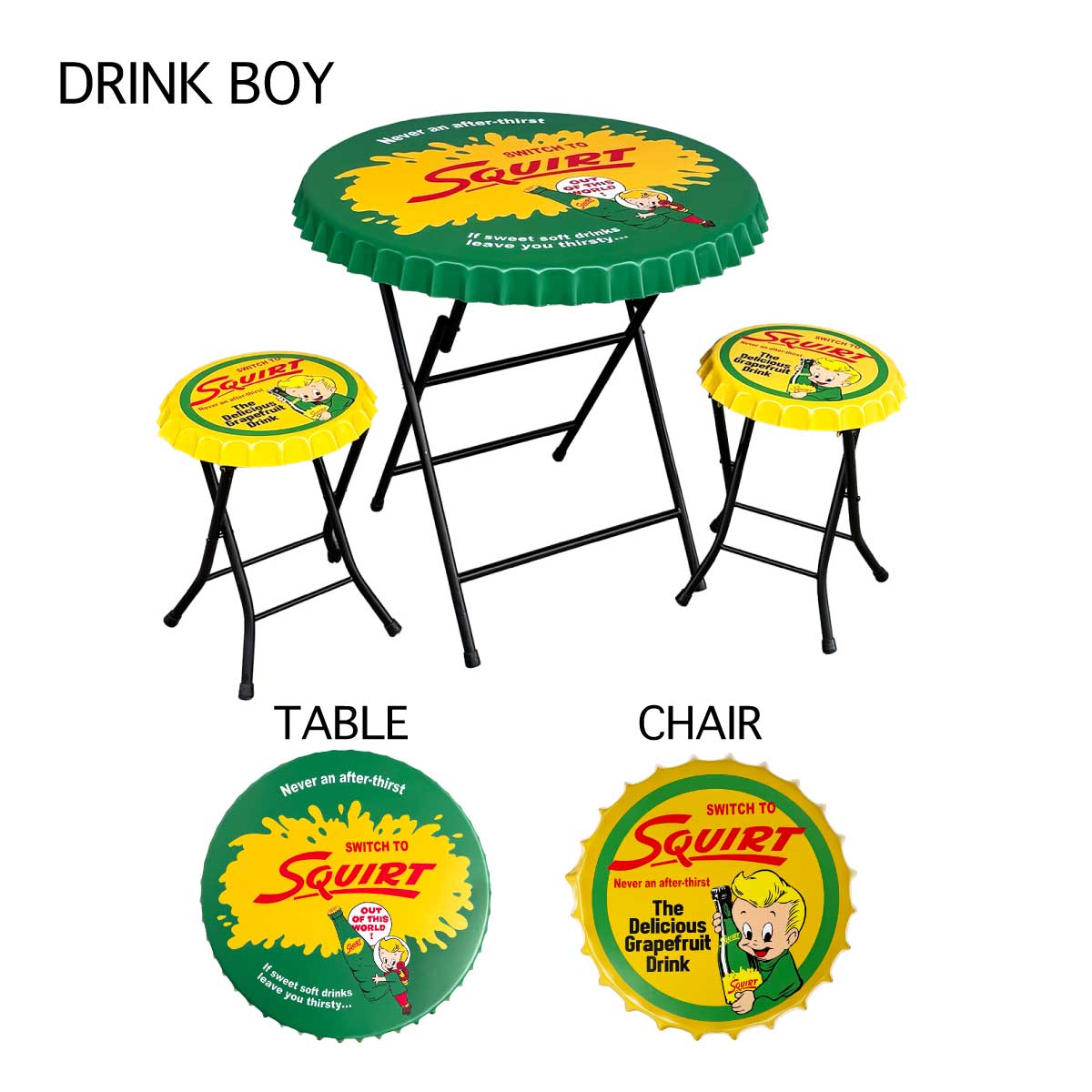 ボトルキャップデザイン テーブルと椅子セット セット特別プライス！！】【お庭をアメリカンダイナーに☆】BOTTLE CAP